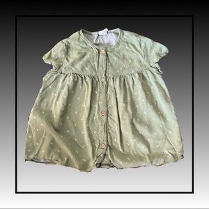Cottage Core Green Toddler Blouse—3T